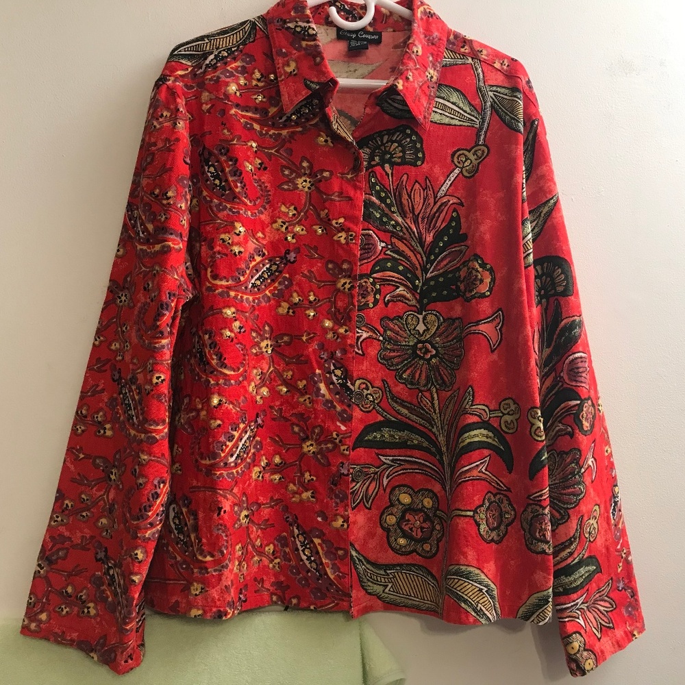 Gaudy Couture Jacket Top Red Floral Size 1X